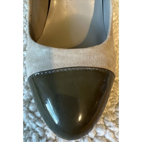 Lauren Ralph Lauren Patent Leather & Suede Two Tone Gray Tan Pumps US 7.5 B - Picture 14 of 16